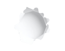 A dramatic paper tear reveals an irregular opening with textured, curling edges, suggesting a breakthrough. png