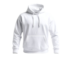 A pristine white hooded sweatshirt showcases its soft fabric and classic design for everyday comfort. png