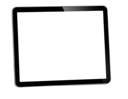 High-tech multimedia tablet presenting a clear unblemished screen awaiting interactive digital content. png