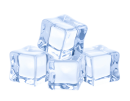 Refreshing translucent ice cubes arranged in a small pile, perfect for chilling beverages. png