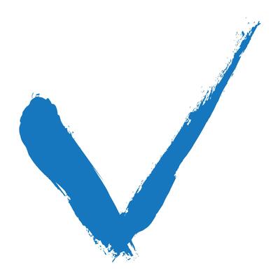 Hand Drawn Check Mark Grunge Ink Brush Stroke. Creative abstract paintbrush line with rough edges. Stain for backdrops. Freehand doodle line perfect for highlight text