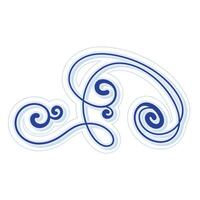 Blue Flourish Ornament with Decorative Swirls in Hand Drawn Style. Vintage flourish calligraphic corner and divider in baroque style. Perfect for invitations, stationery, greeting cards, certificates vector