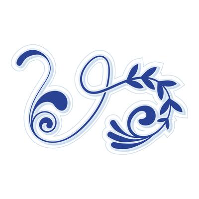 Blue Wedding Floral Ornament with classic Baroque Swirls. Perfect to use on frames, certificates, invitations, and greeting cards.