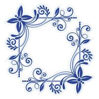 Elegant Blue Floral Ornament with Decorative Baroque Swirls. Ideal for wedding invitations, stationery, greeting cards, certificate borders, frames vector