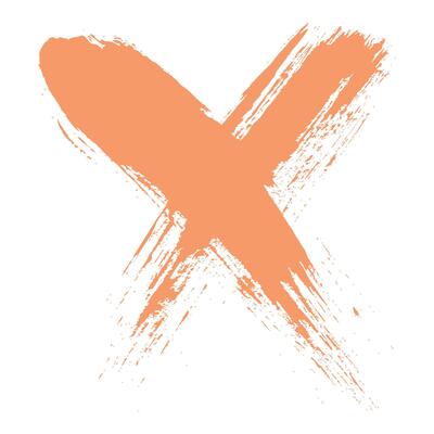 Hand Drawn Letter X Grunge Ink Brush Stroke. Creative abstract paintbrush line with rough edges. Stain for backdrops. Freehand doodle line perfect for highlight text