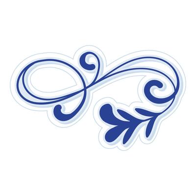 Hand Drawn Blue Flourish Ornament with Decorative Swirls. Vintage flourish calligraphic corner and divider in baroque style. Perfect for invitations, stationery, greeting cards, certificates borders