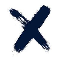 Black Letter X In Hand Drawn Grunge Style. Creative abstract paintbrush line with rough edges. Stain for backdrops. Freehand doodle line perfect for highlight text vector