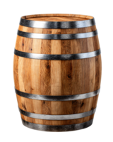 Wooden Barrel with Metal Bands for Rustic Decor and Storage Use png