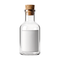 Glass Bottle with Cork Stopper and Blank Label png