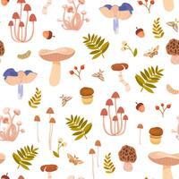 Colorful mushroom illustration pattern vector