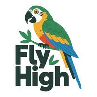 Fly High Macaw Parrot T Shirt Design vector