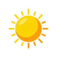 Simple Cartoon Sun Icon With Rays Isolated On Transparent Background png
