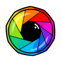 Vibrant Colorful Cartoon Camera Lens Aperture Isolated On Transparent Background png