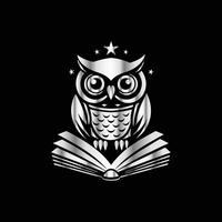 an owl sitting on top of an open book vector