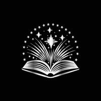 an open book with stars and a star on it vector