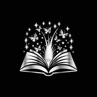 an open book with butterflies flying out of it. vector