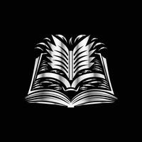 an open book with a feather on it vector
