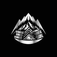 a mountain and books logo vector