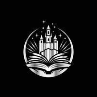 a castle with a book on top of it vector