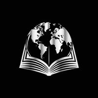 an open book with a globe inside it vector