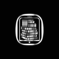 a black and white logo of a stack of books vector