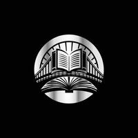 a black and white logo for a library vector