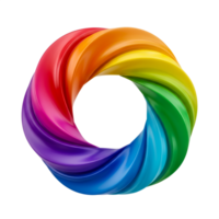 Abstract 3d Vibrant rainbow swirl Twisted Ring Circle donut shape Candy, Glossy Gradient Color. png