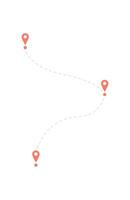 Flat image of mobile GPS navigation. Simple design of map application using a smartphone. Digital device showing location markers with paths. Context technology usage, visual style for applications, vector
