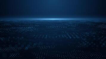 futurista digital panorama tecnologia fundo com uma rede rede do piscando digital dados luzes. global dados comunicações conceito. isto Sombrio atmosférico animação é uma laço. video
