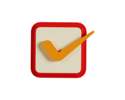 Eye catching vibrant colour checkmark 3d icon for productivity UI app png