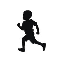 Running Child Black Silhouette Against Transparent Background png