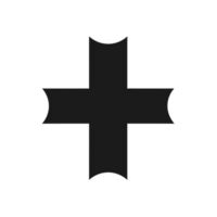 Black Cross Shape Design on Transparent Background with Decorative Edges png