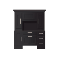 Dark Gray Kitchen Cabinet with Drawers on Transparent Background png