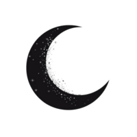 Crescent Moon with Glittering Stars on Transparent Background png