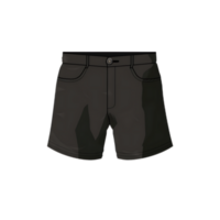 Black Casual Shorts with Button Zipper and Pockets Flat Lay Illustration. png