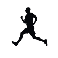 Running Man Silhouette in Black and White Outline Style png