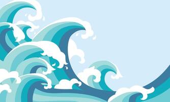 Blue sea waves scenery background vector