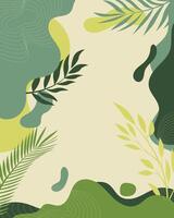 Abstract botanical composition background with organic shapes and leaves vector