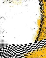Checkered flag grunge background, car racing, tire tracks vector