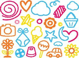 Colorful HandDrawn Doodle Collection Hearts Stars Clouds and More vector