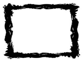 Vintage grunge photo frame with rough textured black border isolated on white background vector