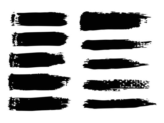 Set of Grungy Brush Frames and Ink Strokes for Artistic Design
