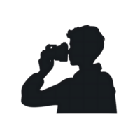 Silhouette of Photographer Holding Camera against Transparent Background png