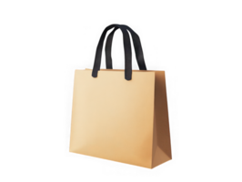 Isolated tan shopping bag with dark handles png