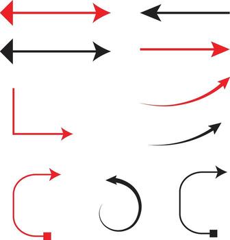 Arrow designs collection featuring curved straight and angular styles in a minimal format for graphic use vector