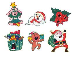 Cartoon Christmas characters celebrating the holidays vector