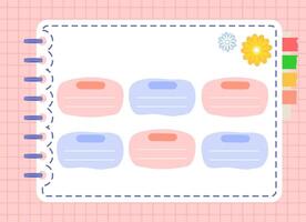 Organized Digital Notebook Page Template with Colorful Blank Labels and Grid Pattern Background vector