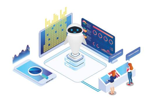 AI technology in data visualization vector