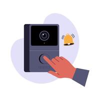 Smart Doorbell Pressing Illustration vector