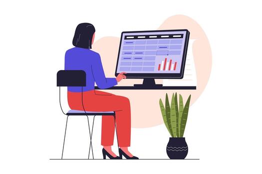 Person working at computer vector